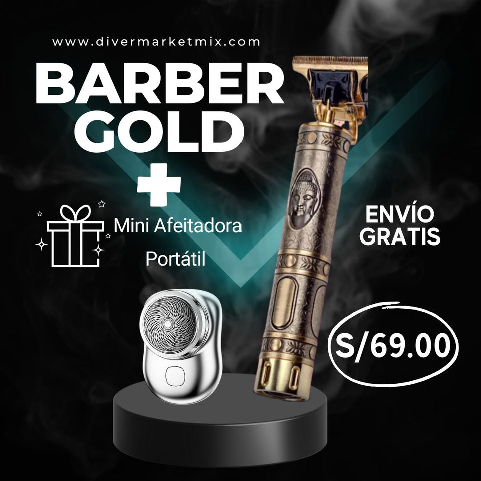 BARBER GOLD + 🎁MINIAFEITADORA PORTATIL