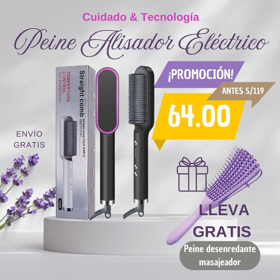 PEINE ALISADOR ELÉCTRICO+🎁DESENREDANTE